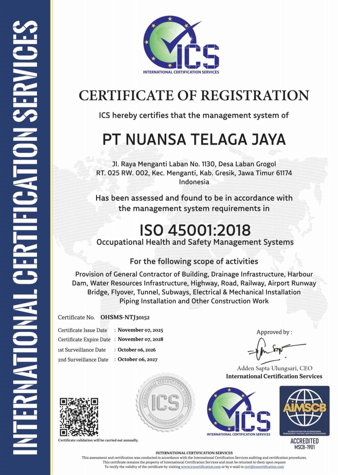 Sertifikasi ISO 45001 : 2018