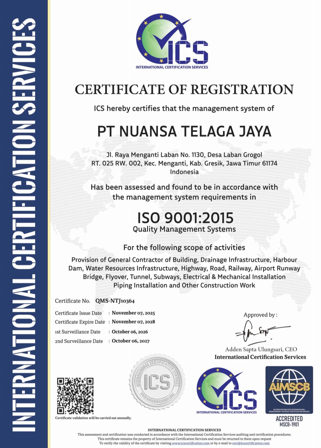 Sertifikasi ISO 9001 : 2015